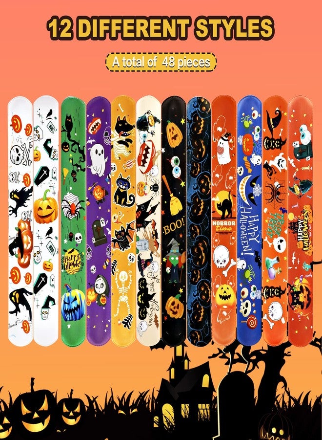 JDSTY 48 PCS Halloween Slap Bracelets Toys for Kids Girls Boys Party Favors Treat Bags Gifts - Image 3